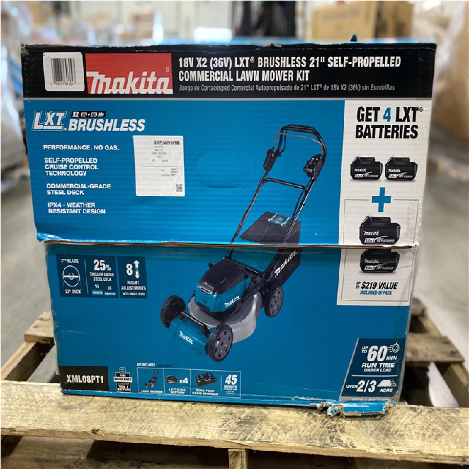 DALLAS LOCATION- AS-IS MAKITA 21 in. 18V X2 (36V) LXT Lithium-Ion Cordless Walk Behind Self Propelled Lawn Mower Kit