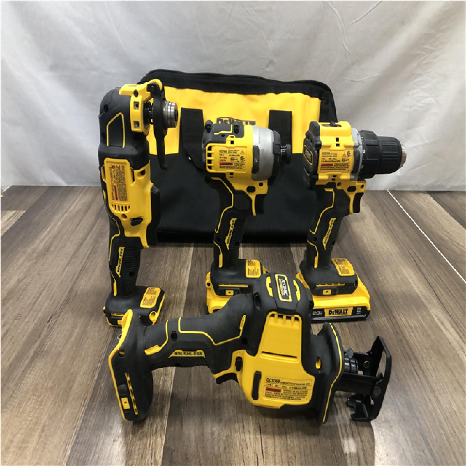 AS-IS DEWALT ATOMIC 20-Volt Lithium-Ion Cordless Brushless (4-Tool) Combo Kit