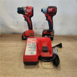 AS-IS- M18 18-Volt Lithium-Ion Brushless Cordless Compact Hammer Drill/Impact Combo Kit (2-Tool) with (2) Batteries  Bag