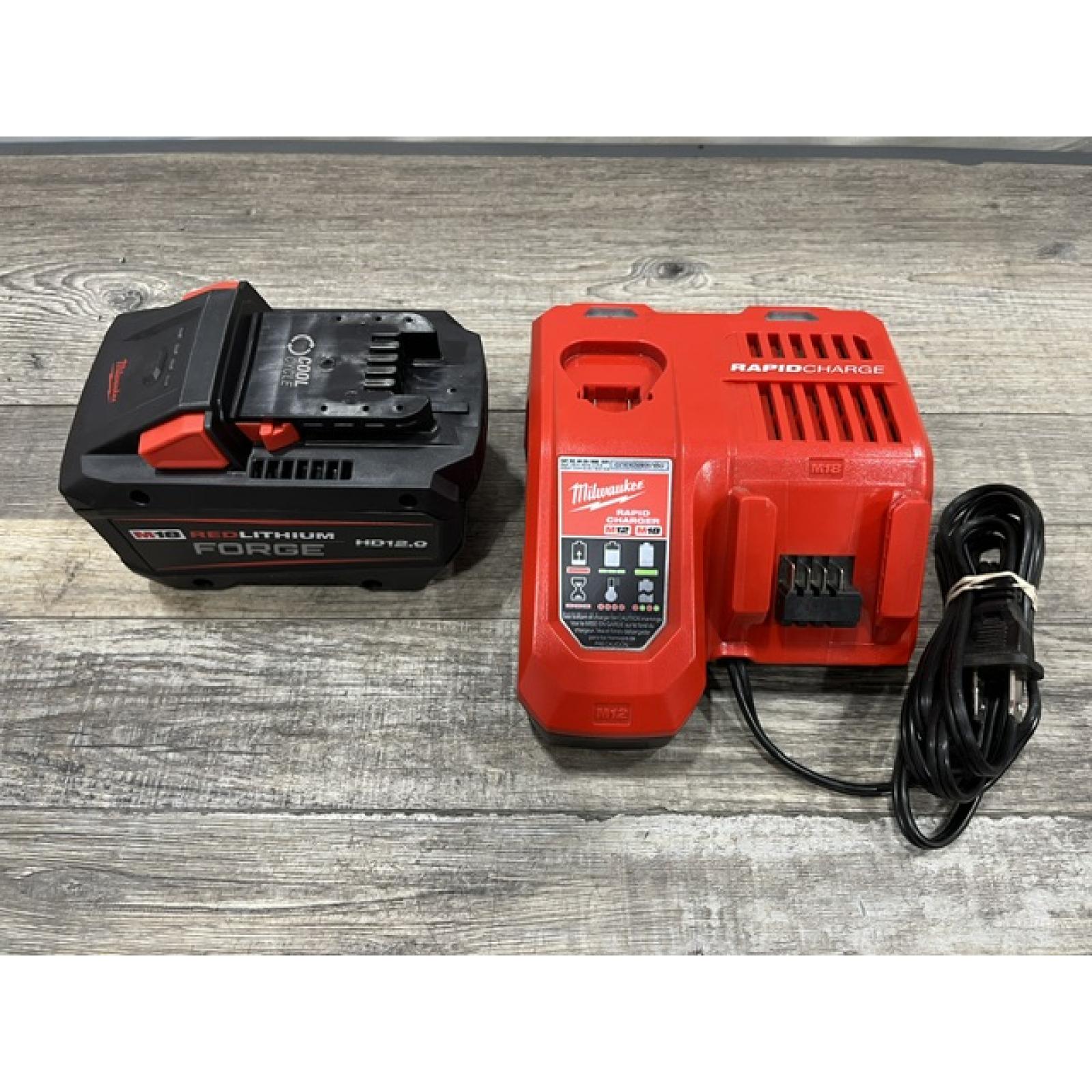 AS-IS Milwaukee 18-Volt Lithium-Ion REDLITHIUM FORGE Starter Kit with 12. 0Ah Battery and Charger