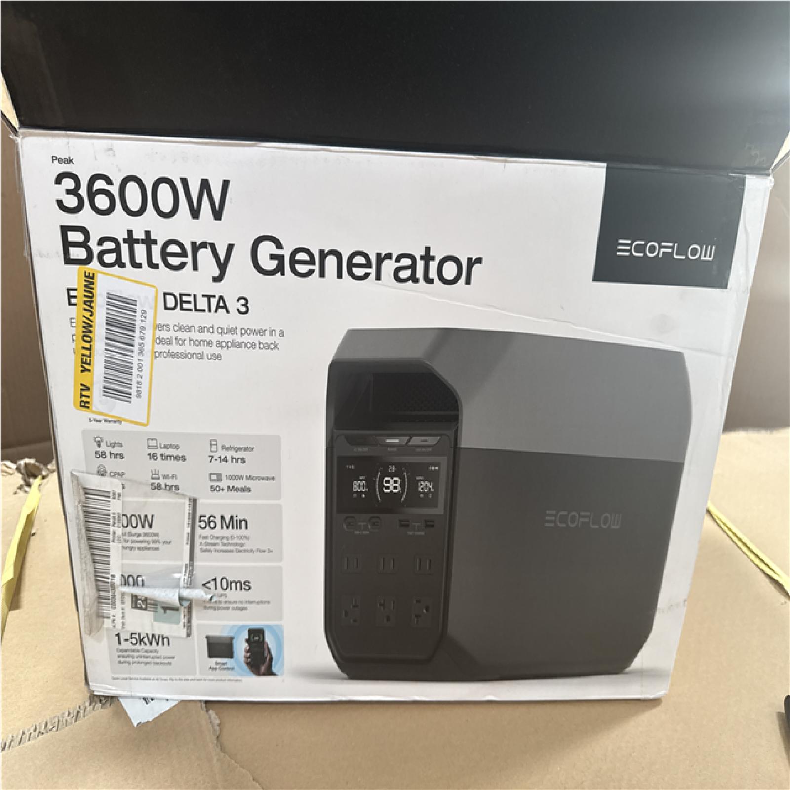 CALIFORNIA AS IS ECOFLOW DELTA 3 1800W BATTERY GENERATOR
