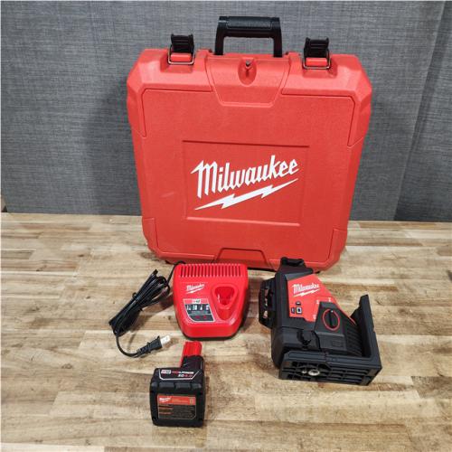 Houston Location AS-IS Milwaukee 12-Volt Lithium-Ion Cordless Green 250 ft. 3-Plane Laser Level Kit