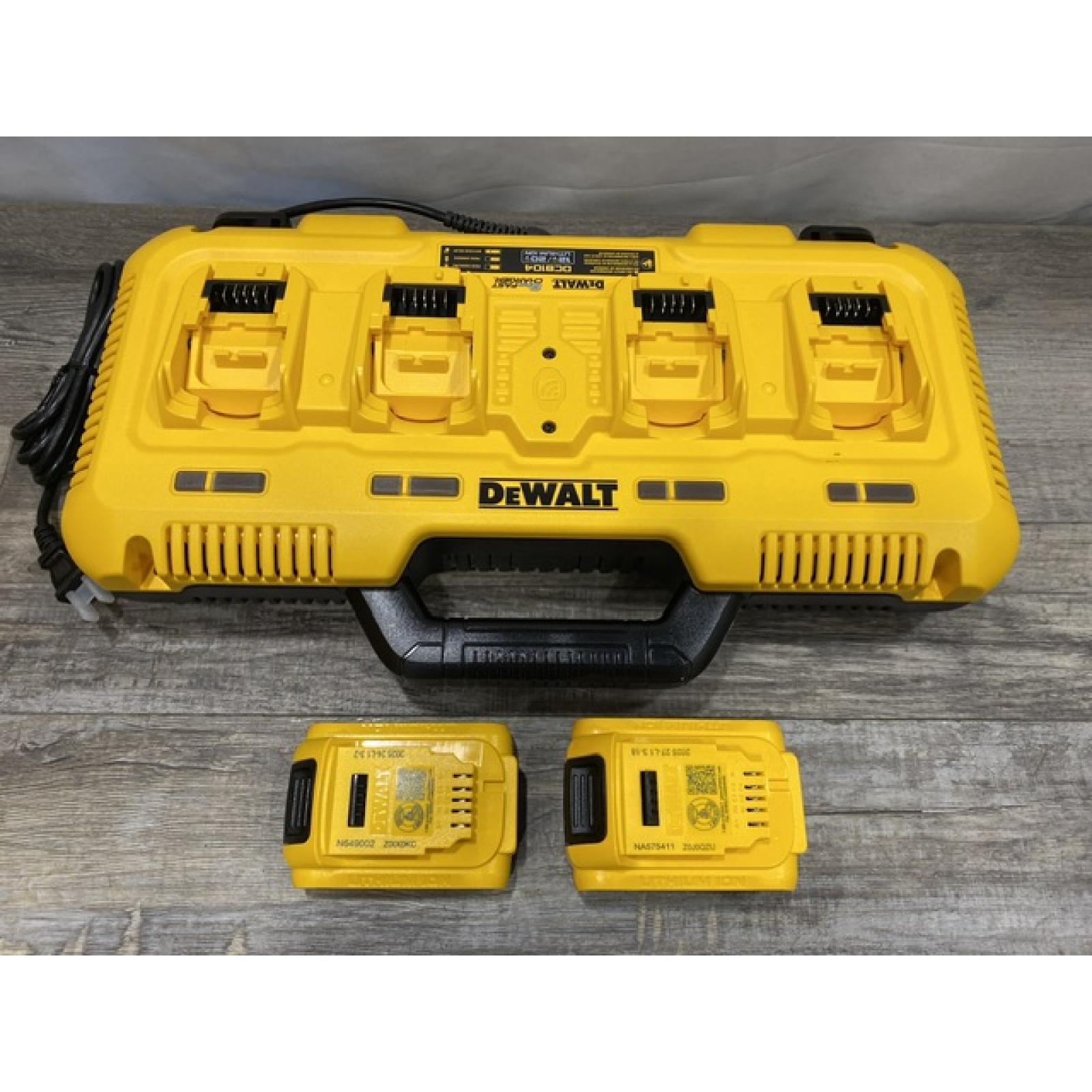 LIKE NEW - DEWALT 20-Volt MAX 4-Port Charger with 20-Volt MAX Lithium-Ion 5.0 Ah and 2.0 Ah Batteries