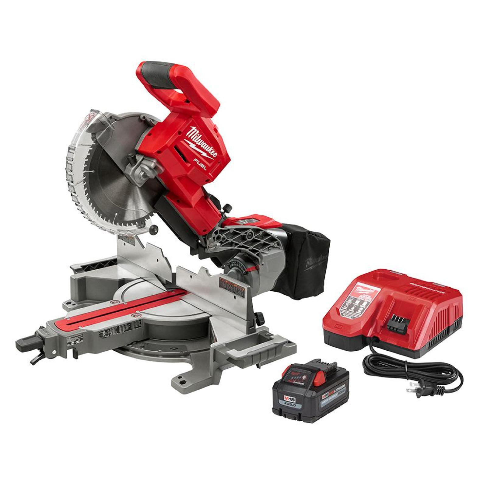 As-Is- Milwaukee FUEL 18V 10 in. Lithium-Ion Brushless Cordless Dual Bevel Sliding Compound Miter Saw Kit