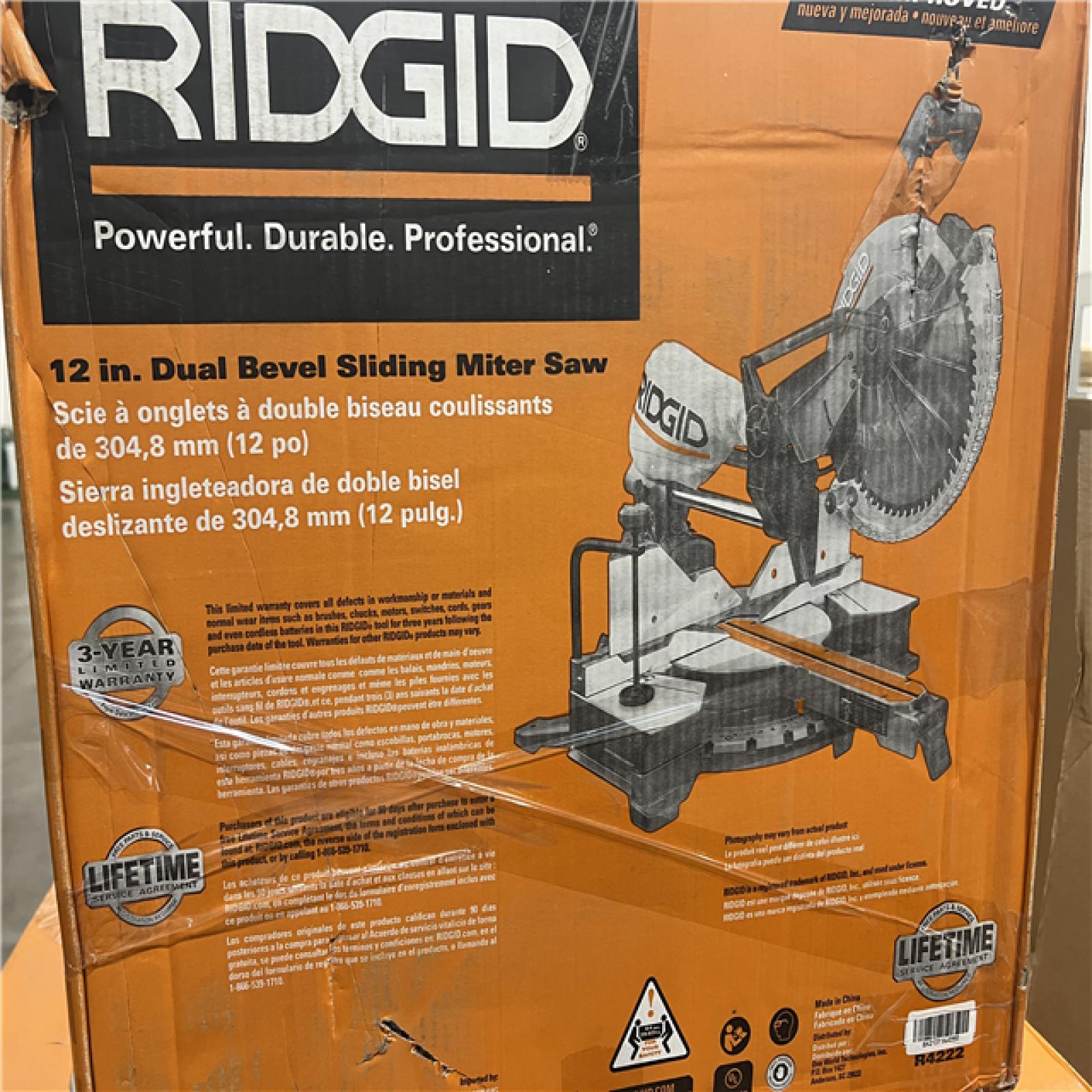 NEW- RIDGID 15 Amp Corded 12-Inch Dual Bevel Sliding Mitre Saw