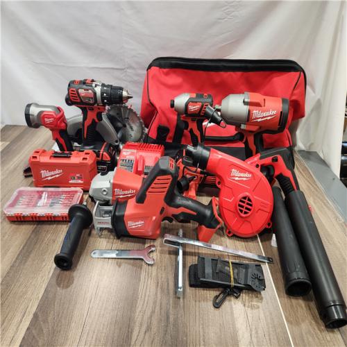 AS-IS- Milwaukee M18 18-Volt Lithium-Ion Cordless 9-Tool Combo Kit with 2-Batteries  Charger and Tool Bag