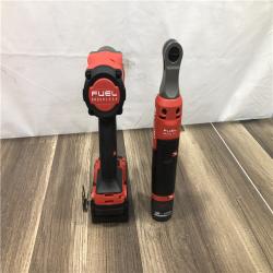 AS-IS Milwaukee FUEL 18V Cordless Mid Torque 1/2 in. Impact Wrench w/ M12 FUEL 3/8 in. Ratchet & Battery/Charger Combo Kit