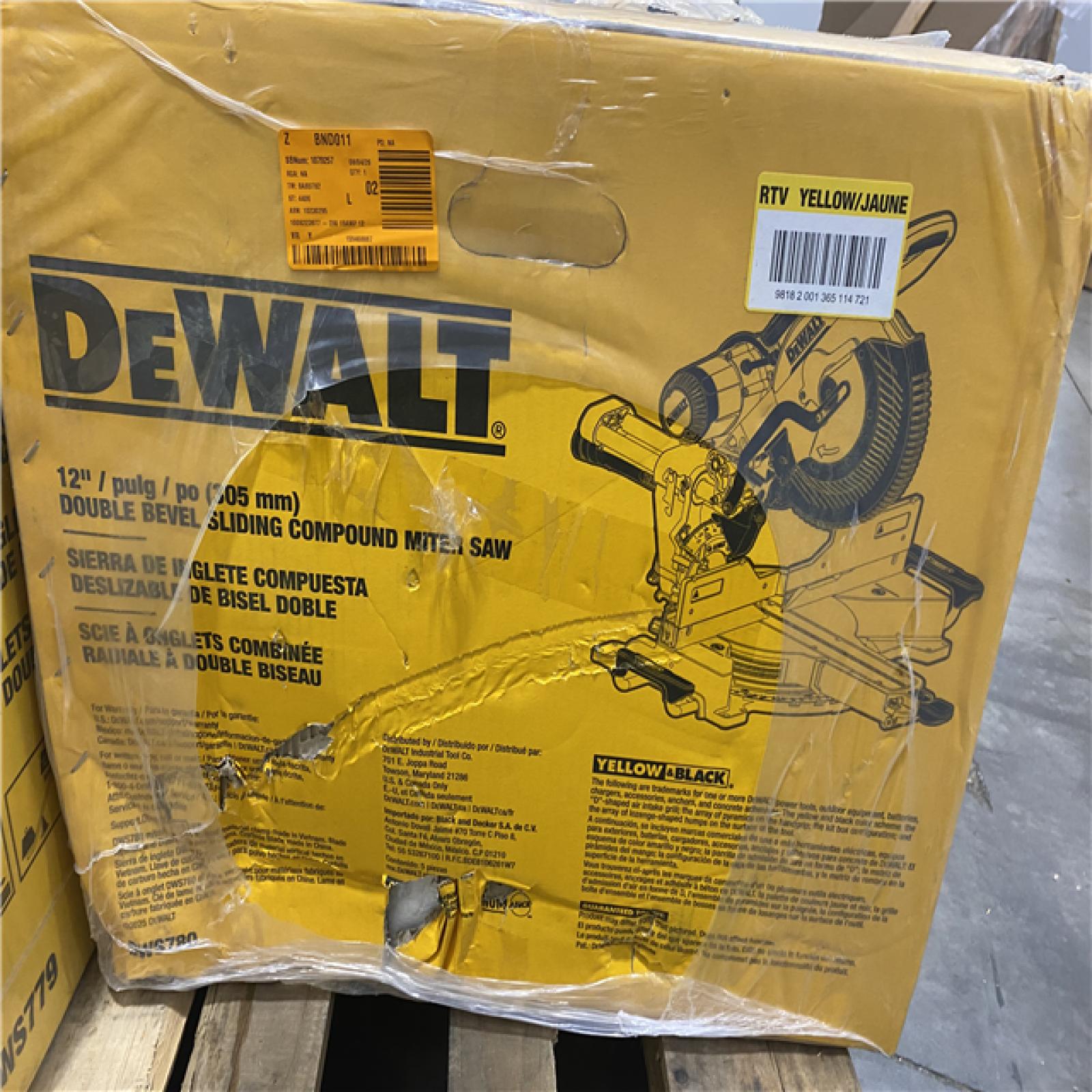NEW- DEWALT 15 Amp Corded 12 in. Double Bevel Sliding Compound Miter Saw