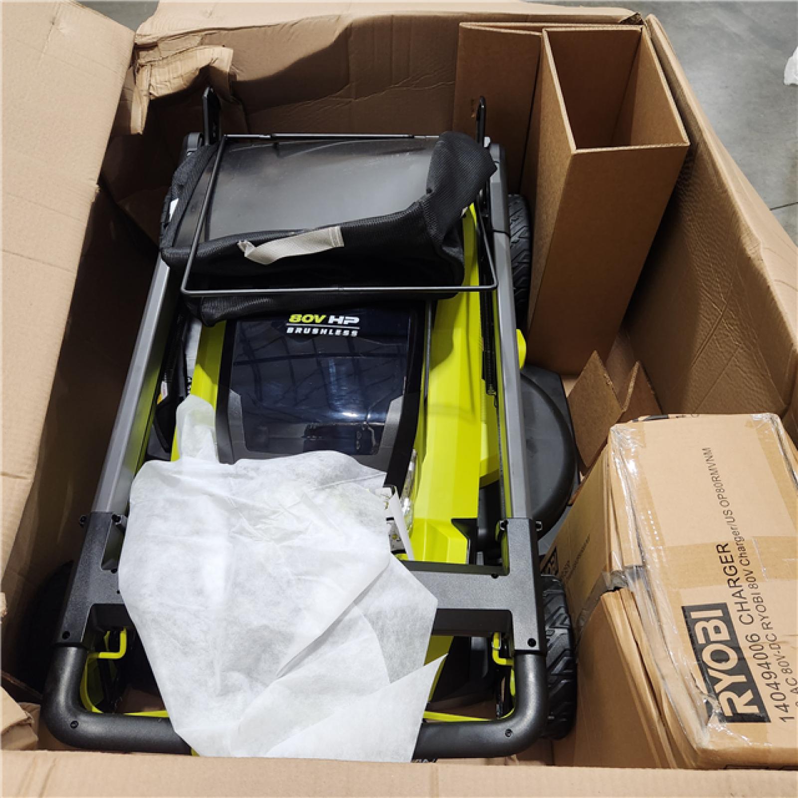 Dallas Location - As-Is RYOBI 80V HP Brushless Battery Cordless Electric 30 in.Lawn Mower with Battery and Charger