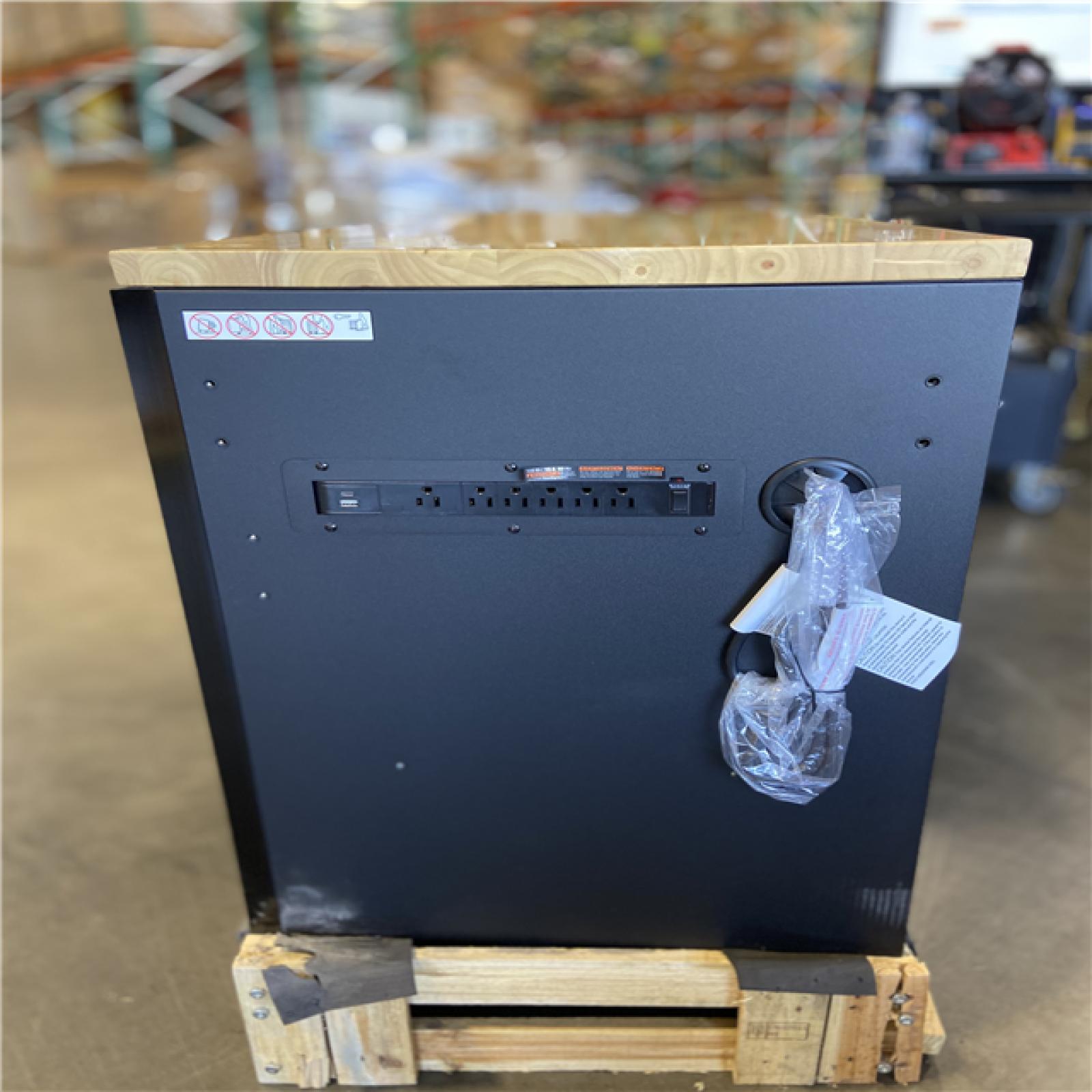 DALLAS LOCATION- Husky 61 in. W x 23 in. D Heavy Duty 15-Drawer Mobile Workbench Tool Chest with Solid Wood Top in Matte Black