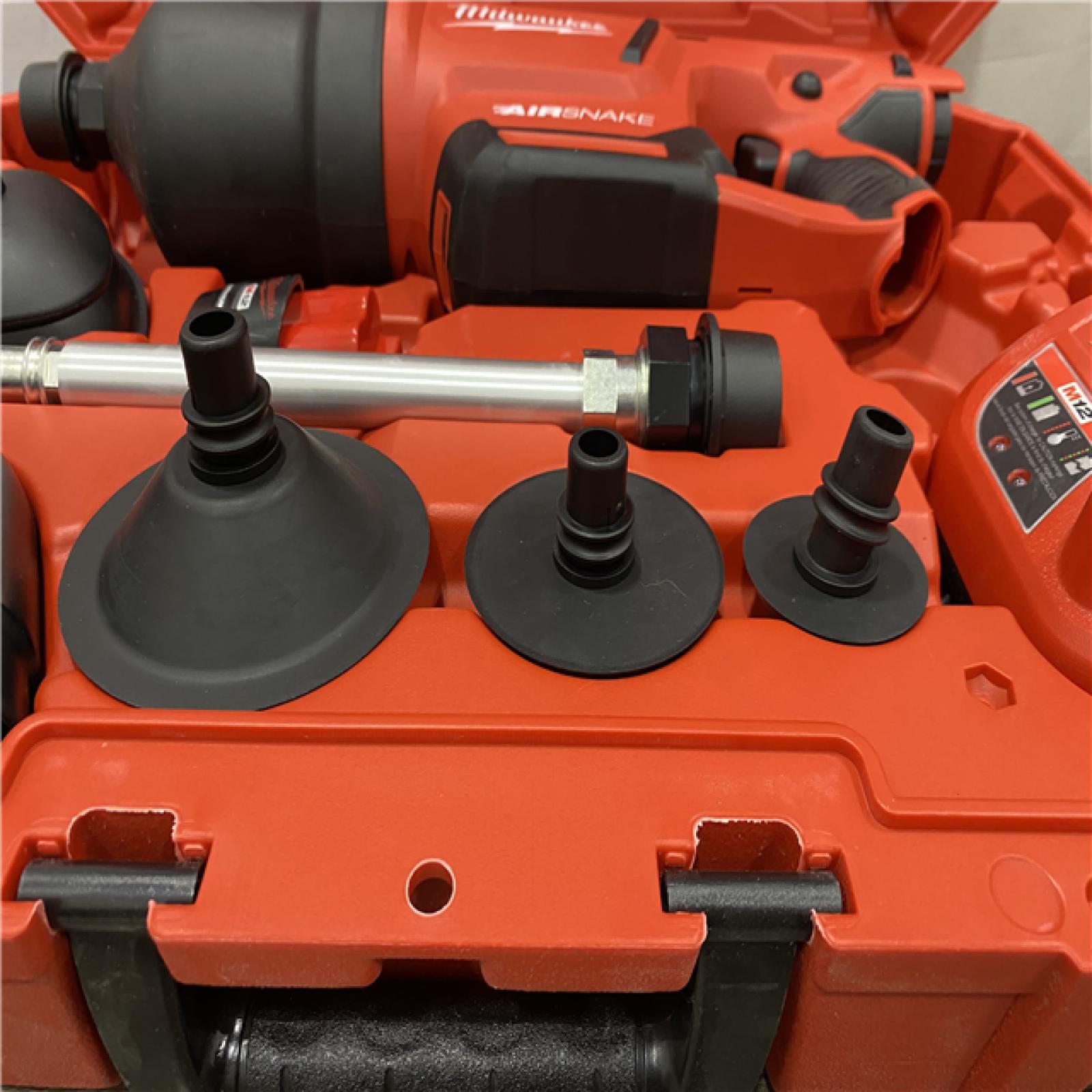 AS-IS Milwaukee 12-Volt Lithium-Ion Cordless Drain Cleaning Airsnake Air Gun Kit