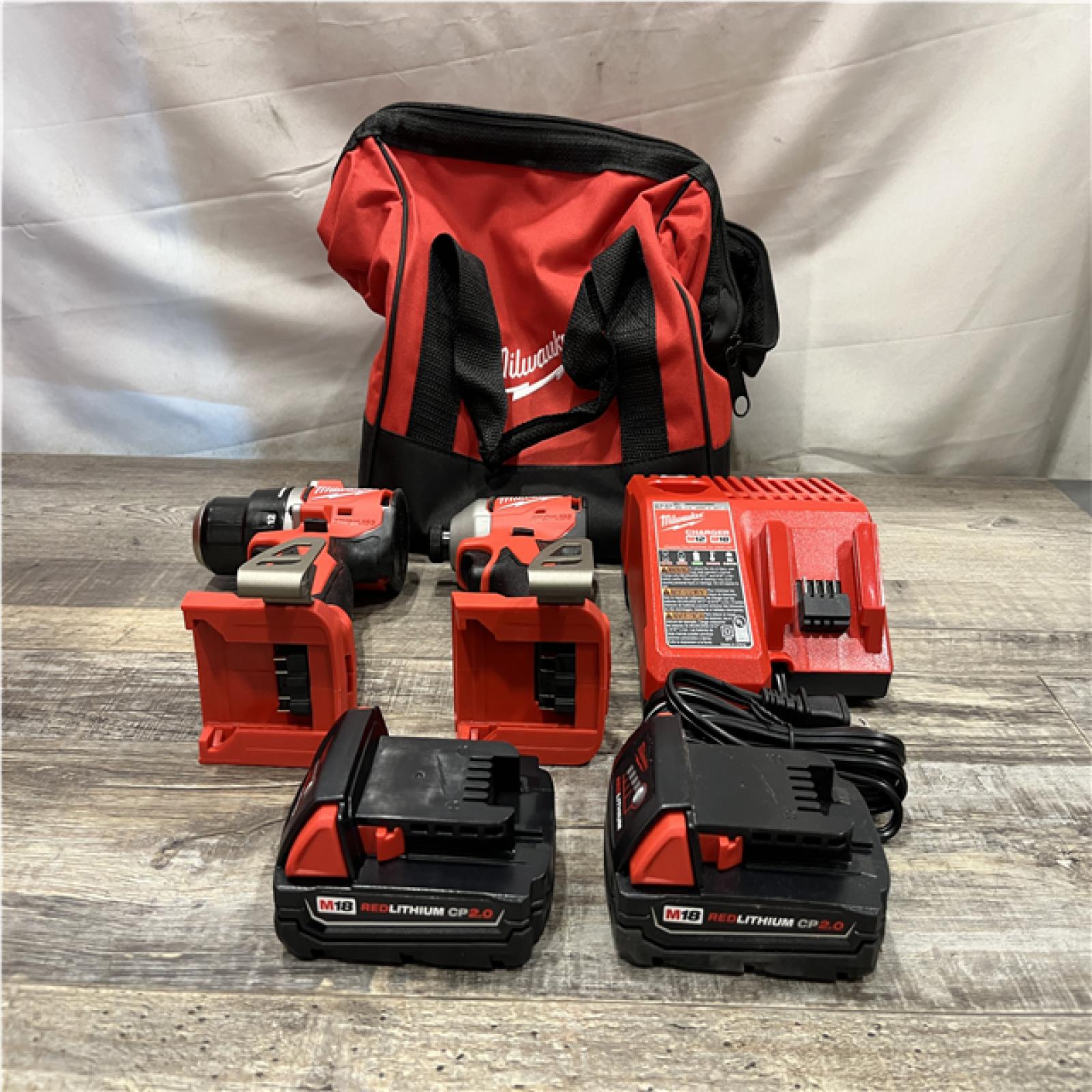 AS-IS Milwaukee 18V Lithium-Ion Brushless Cordless Compact Drill/Impact Combo Kit