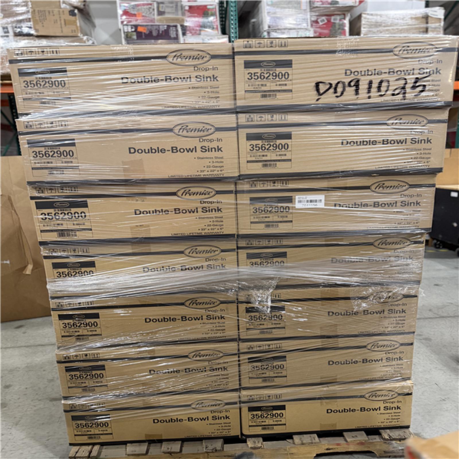 DALLAS LOCATION -Seasons 33 In. Drop-In Double Bowl Stainless Steel Kitchen Sink PALLET- (14 UNITS)