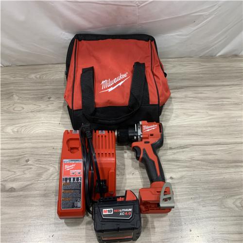 AS-IS Milwaukee 18V Lithium-Ion Brushless Cordless 1/2 in. Compact Hammer Drill/Driver Kit