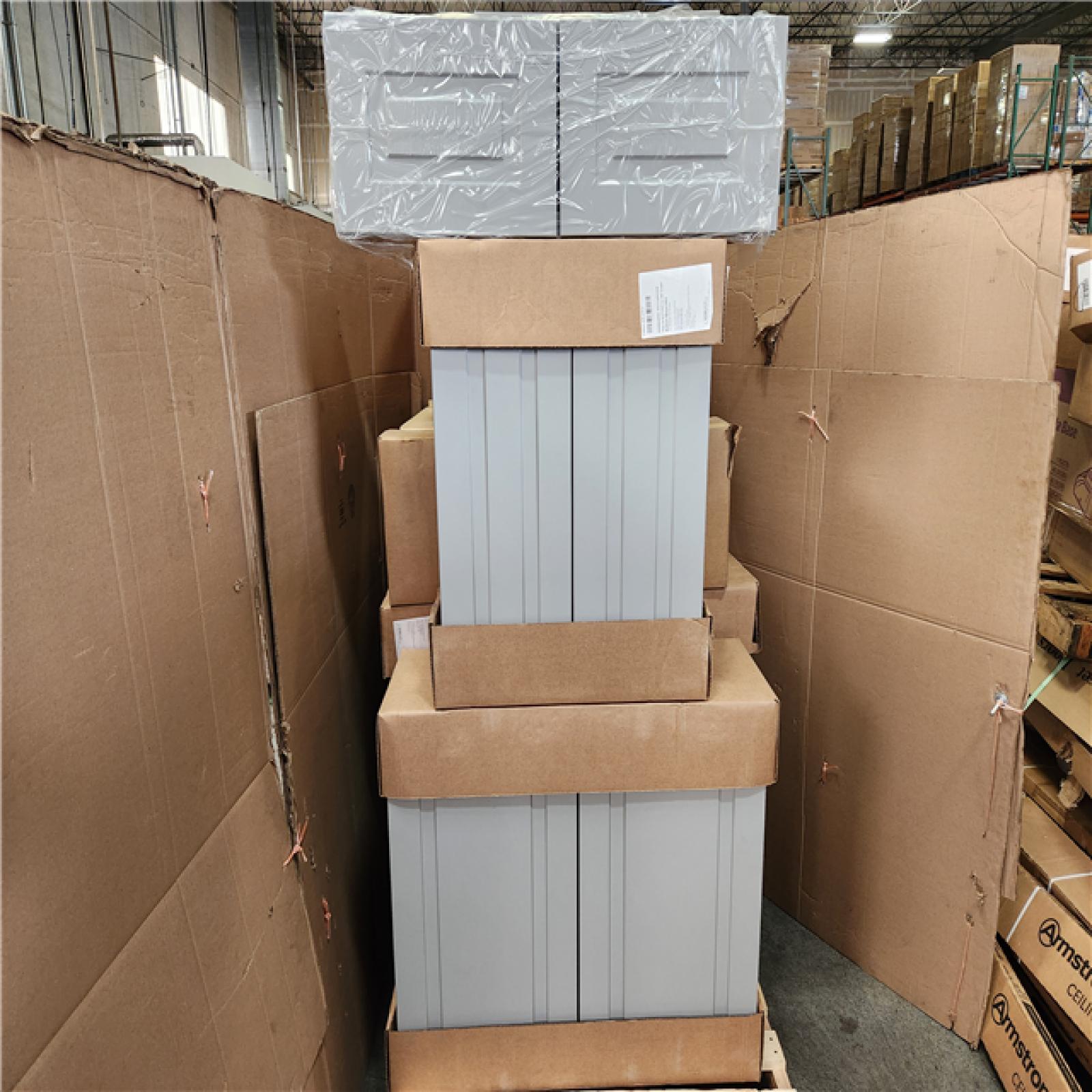 Phoenix AS-IS Hampton Bay Shaker Assembled Kitchen Cabinet in Dove Gray Pallet (7-Cabinets)