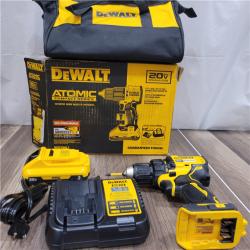 AS-IS DEWALT ATOMIC 20-Volt Lithium-Ion Cordless 1/2 in. Compact Hammer Drill with 3.0Ah Battery, Charger and Bag