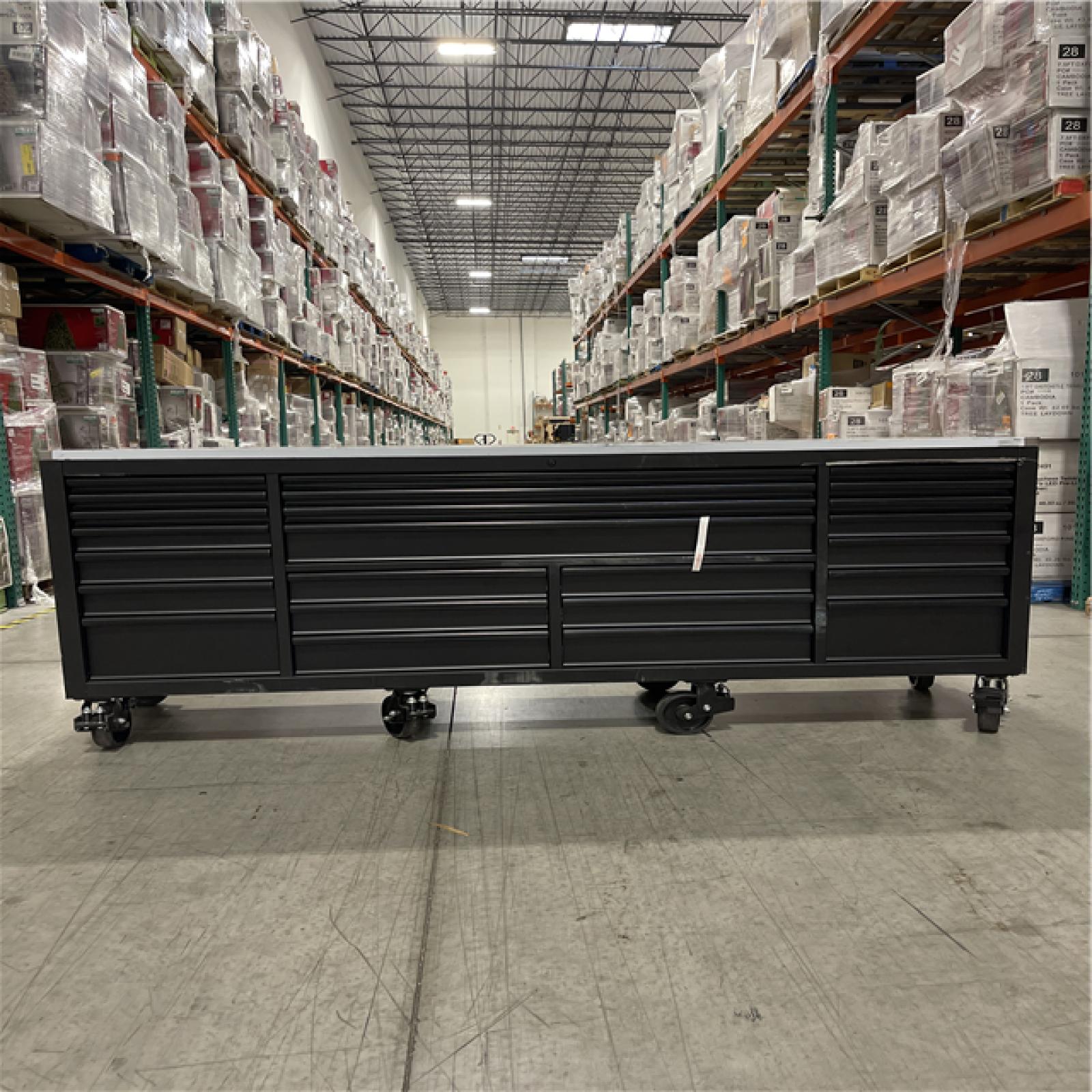 DALLAS LOCATION -  Husky Tool Storage Heavy Duty 96 in. W x 24 in. D Matte Black Mobile Workbench Cabinet with Stainless Steel Top