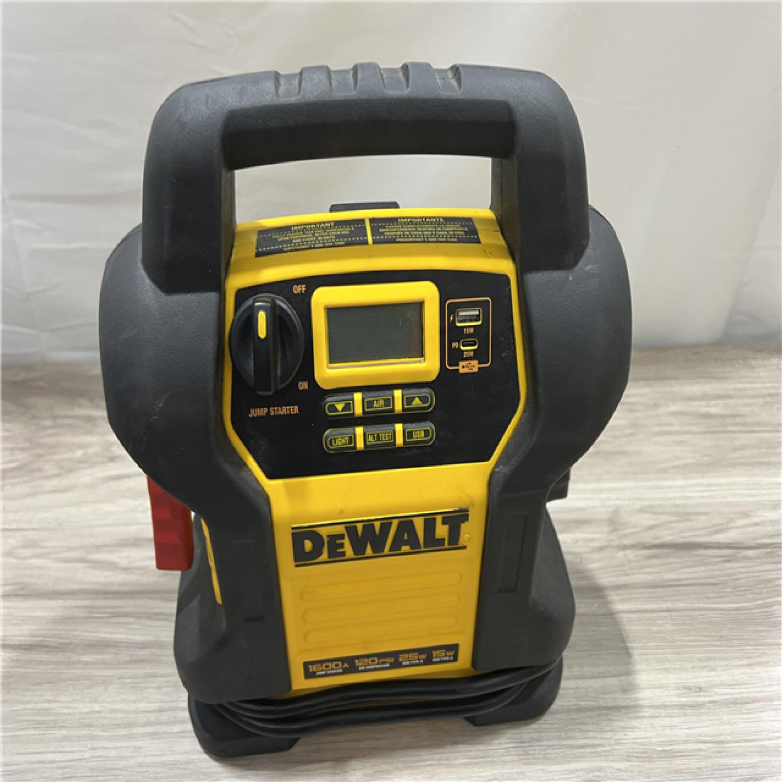AS-IS DEWALT 1600 Peak Amp Jump Starter with Digital Compressor and USB Power Bank DXAEJ14