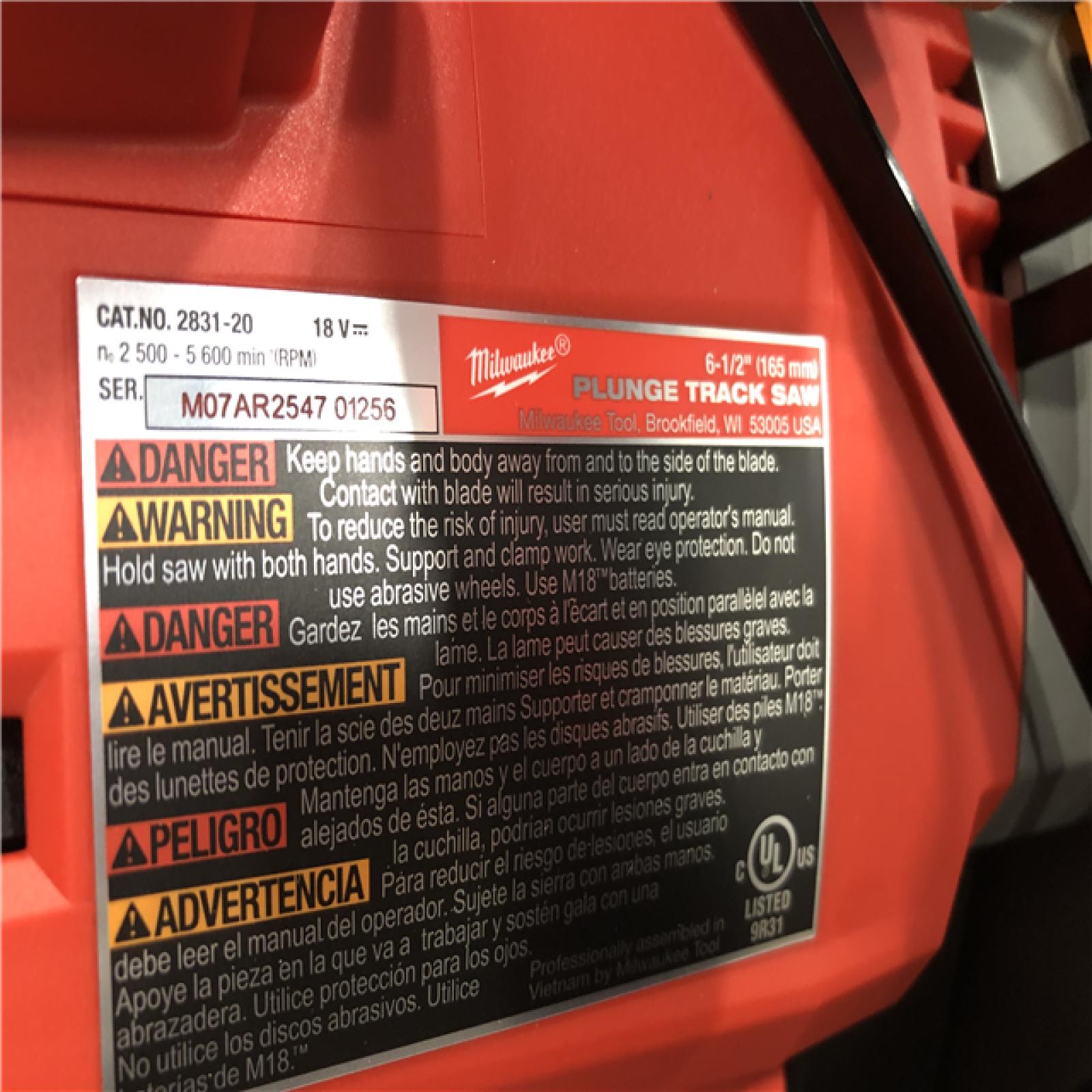 AS-IS Milwaukee FUEL 18V Lithium-Ion Cordless Brushless 6-1/2 in. Plunge Cut Track Saw (Tool-Only)