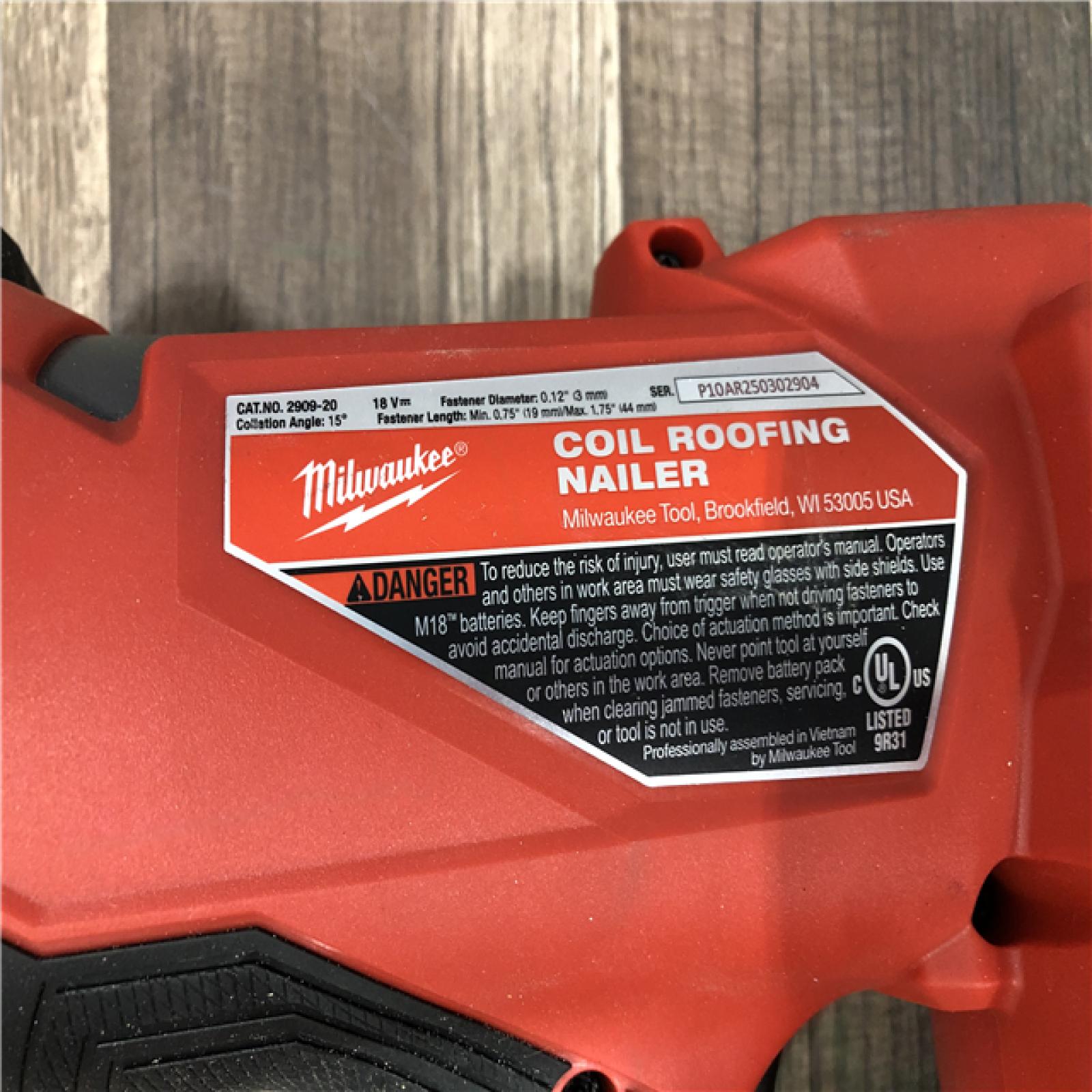 AS-IS Milwaukee FUEL 18-Volt Lithium-Ion Brushless Cordless Coil Roofing Nailer (Tool Only)