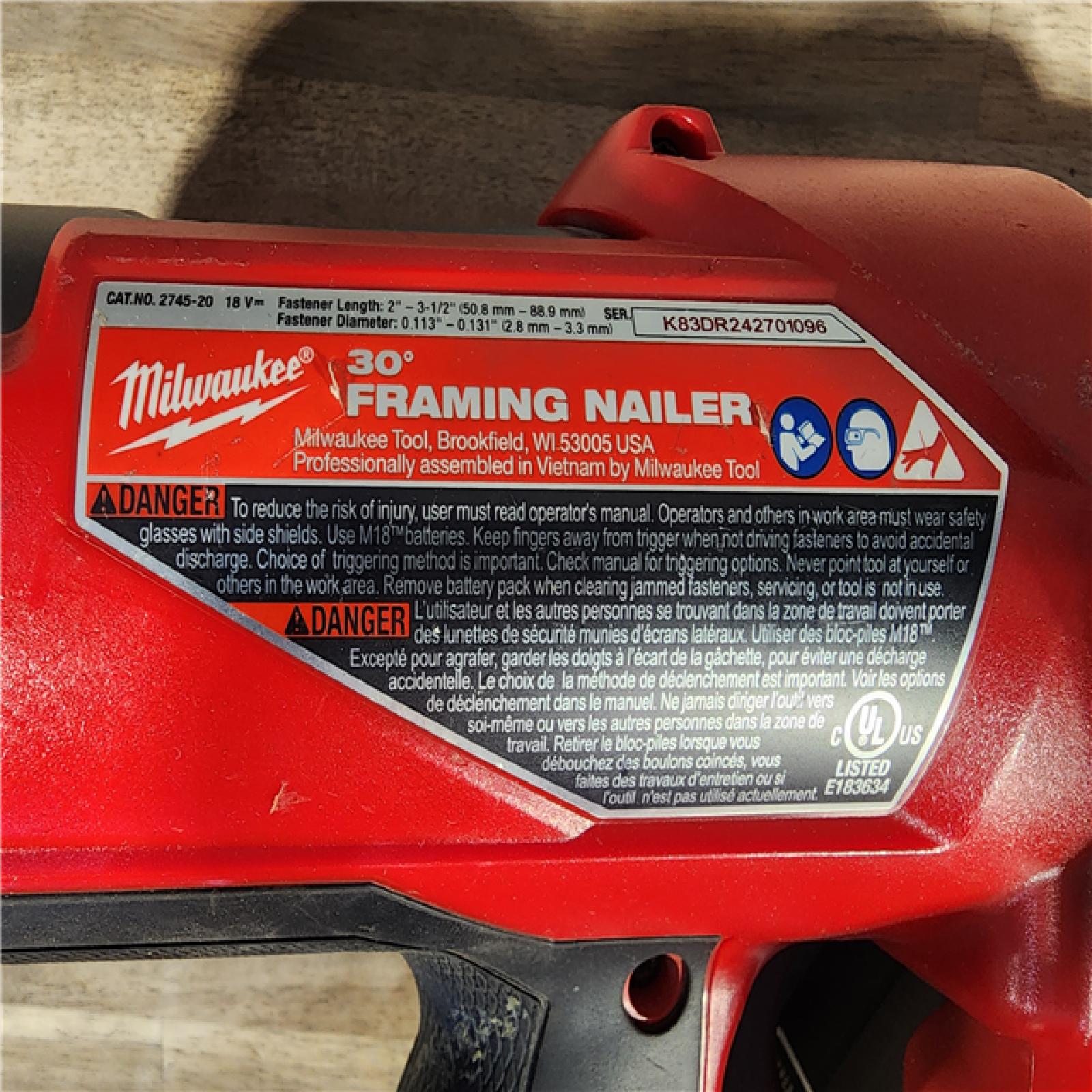 HOUSTON LOCATION - AS-IS M18 FUEL 3-1/2 in. 18-Volt 30-Degree Lithium-Ion Brushless Cordless Framing Nailer (Tool-Only)