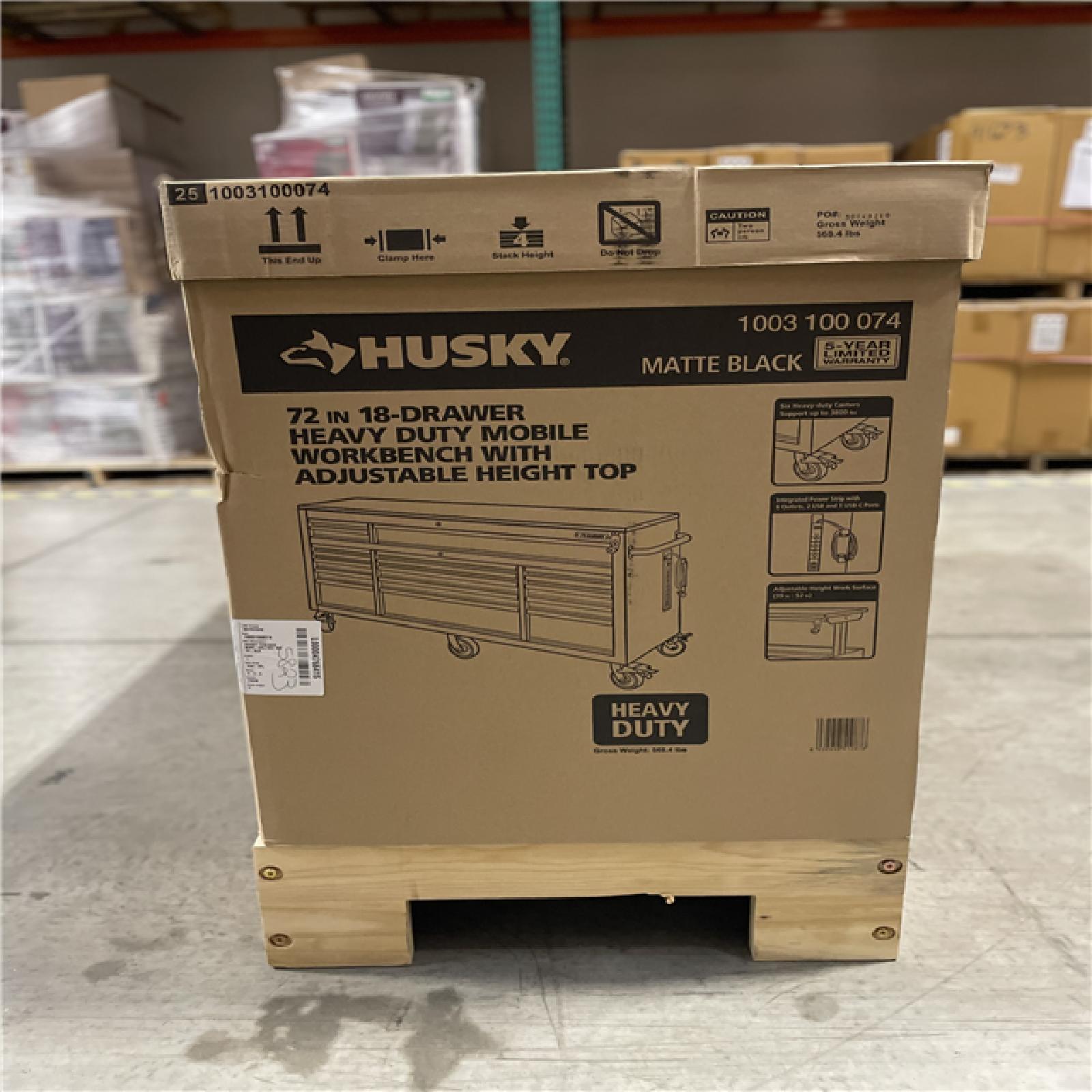 DALLAS LOCATION- HUSKY 72 in. W x 24 in. D Heavy Duty 18-Drawer Mobile Workbench
