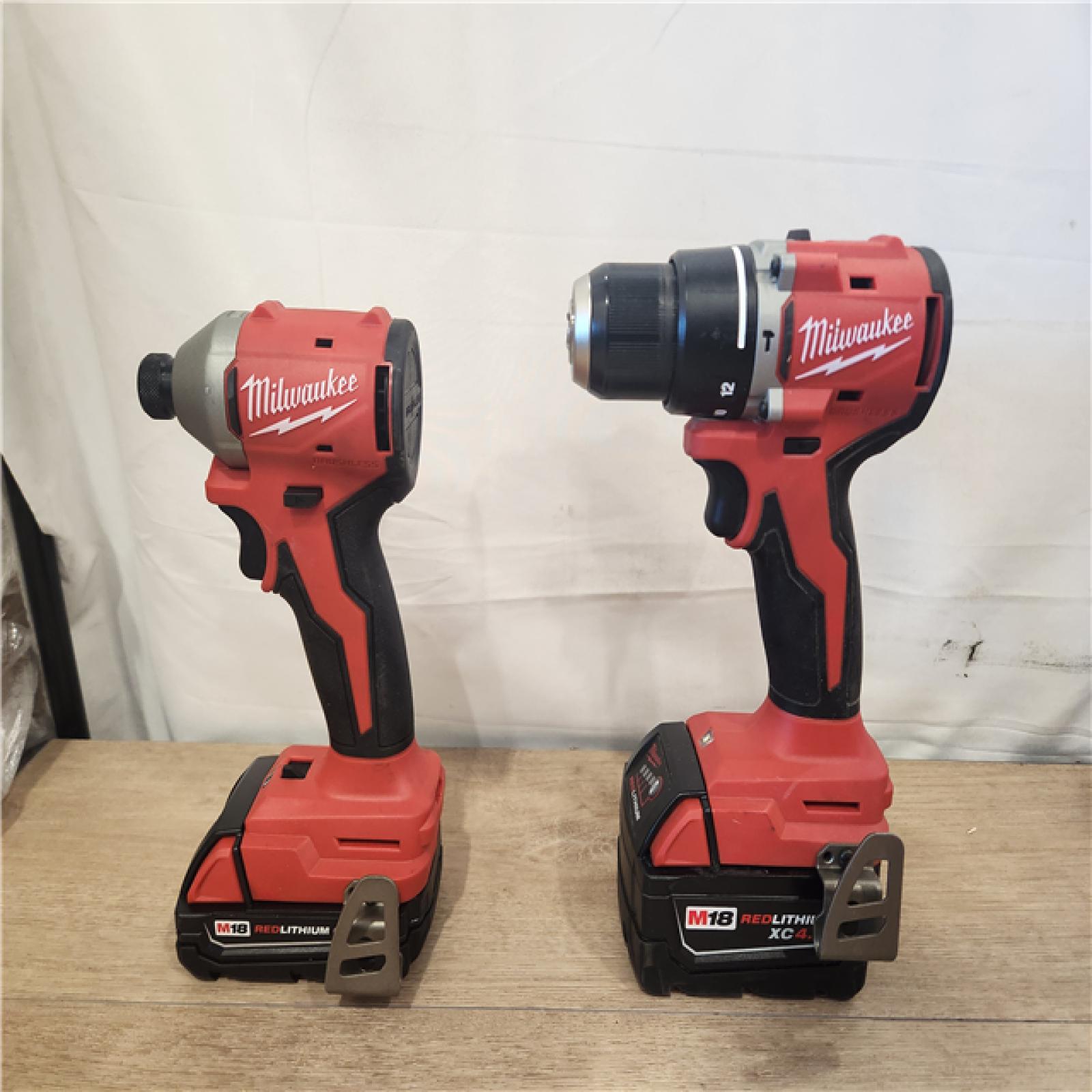 AS-IS- Milwaukee 18-Volt Lithium-Ion Brushless Cordless Compact Hammer Drill/Impact Combo Kit