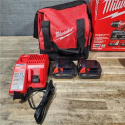 HOUSTON LOCATION - AS-IS Milwaukee M18 18V Lithium-Ion Brushless Cordless Compact Drill/Impact Combo Kit (2-Tool) W/(2) 2.0 Ah Batteries  Charger & Bag