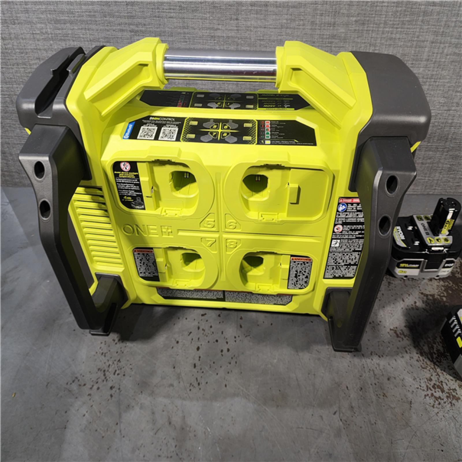 HOUSTON LOCATION - AS-IS RYOBI ONE+ 1800-Watt Power Station Battery Inverter Push Button Battery Generator/8-Port Charger with (4) 6.0 Ah Batteries