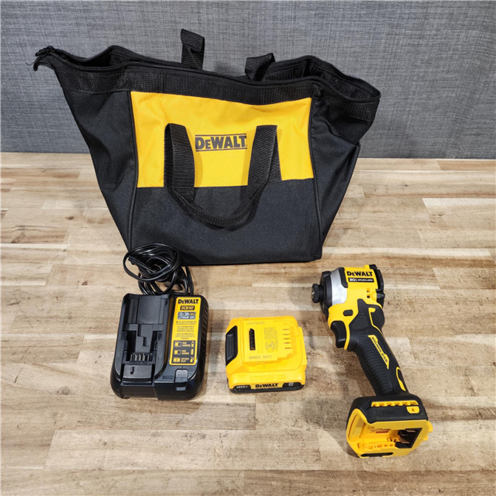 HOUSTON LOCATION - AS - IS DEWALT ATOMIC 20V MAX Lithium-Ion Cordless 1/4 in. Brushless Impact Driver Kit