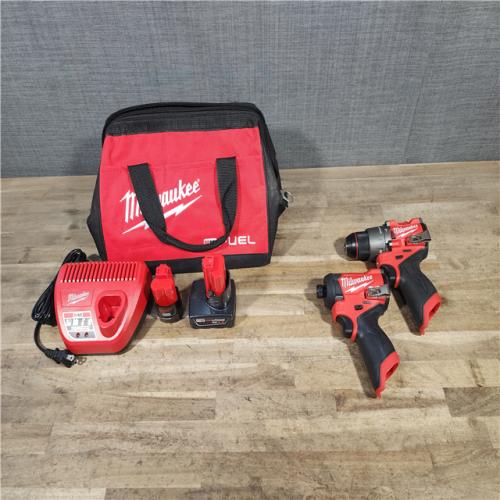 HOUSTON LOCATION - AS-IS Milwaukee FUEL 12-Volt Lithium-Ion Brushless Cordless Hammer Drill and Impact Driver Combo Kit