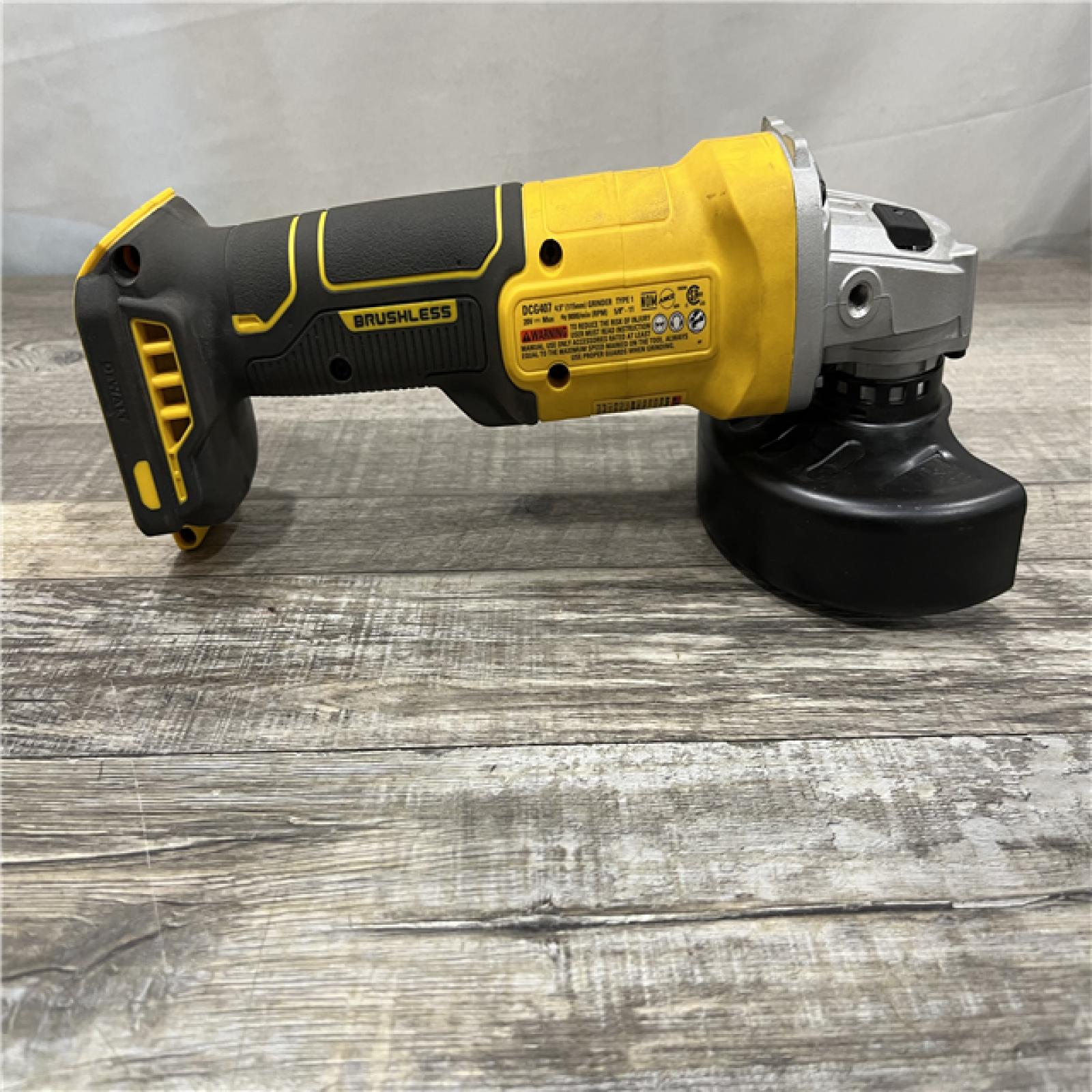 AS-IS DEWALT 20-Volt MAX Cordless Brushless 4-1/2 in. Angle Grinder with Slide Switch (Tool Only)