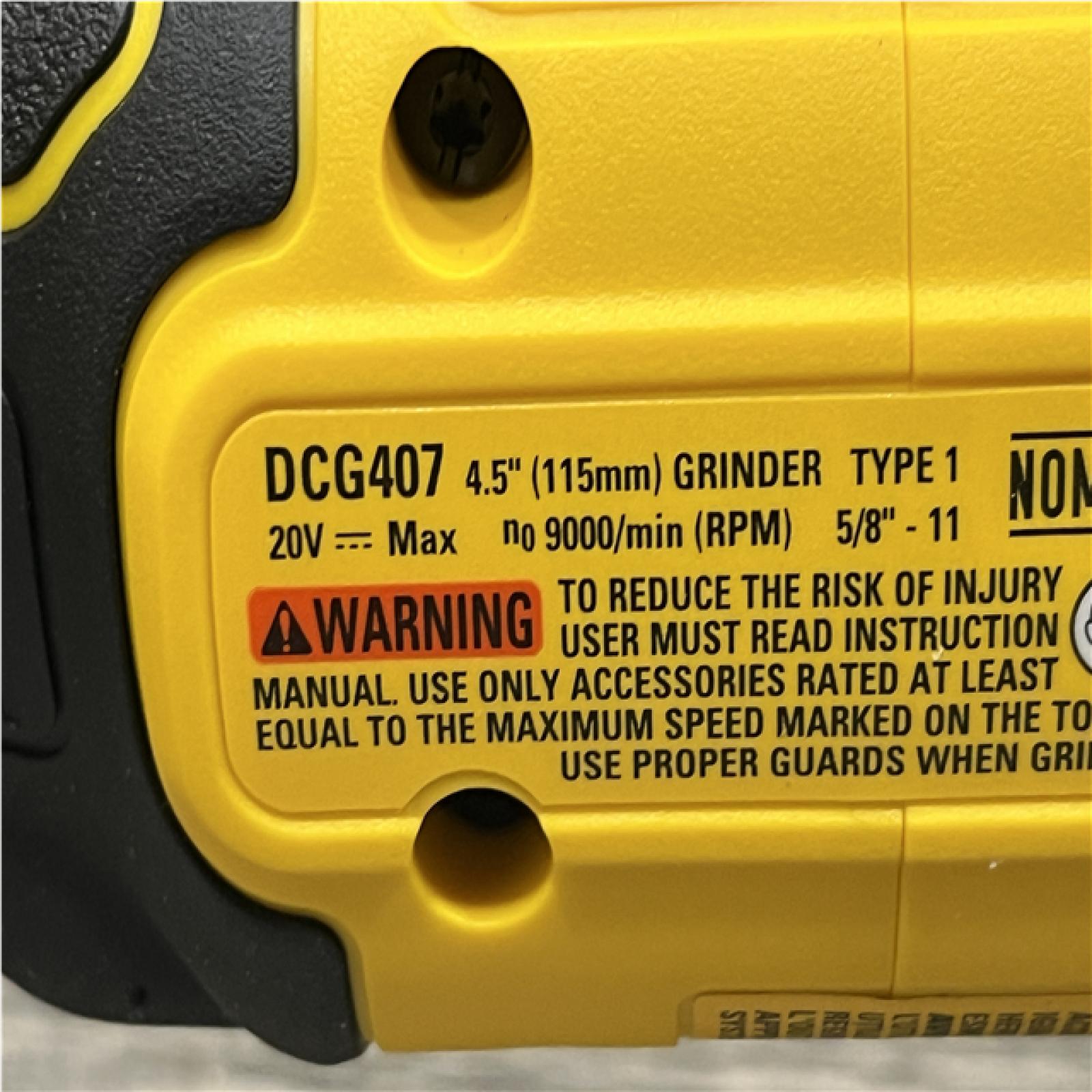 AS-IS DEWALT 20-Volt MAX Cordless Brushless 4-1/2 in. Angle Grinder with Slide Switch (Tool Only)
