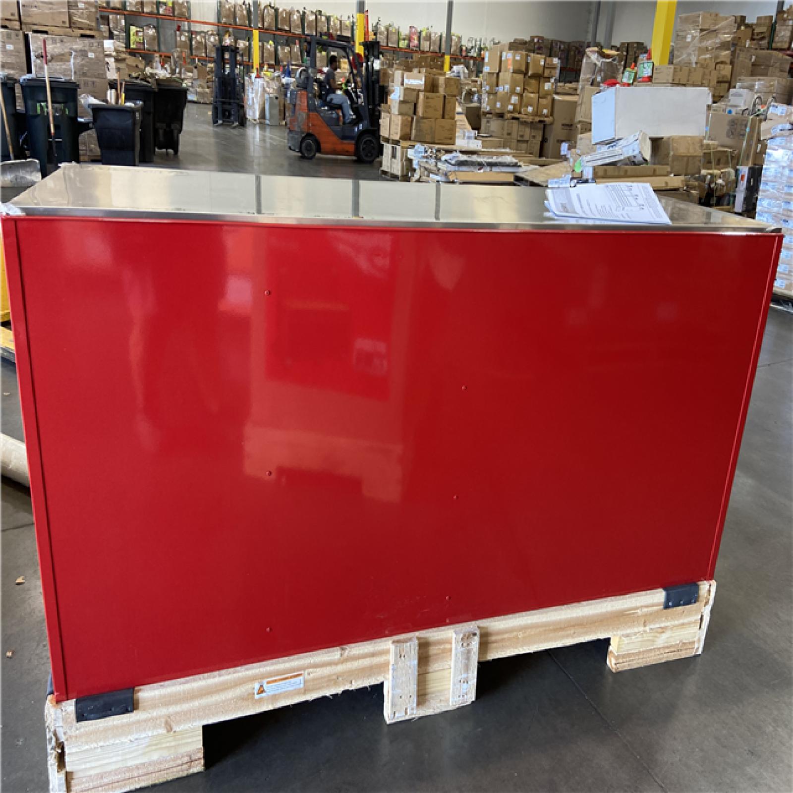 DALLAS LOCATION - Husky 72 in. W x 24 in. D Heavy Duty 15-Drawer Mobile Workbench Cabinet with Stainless Steel Top in Gloss Red