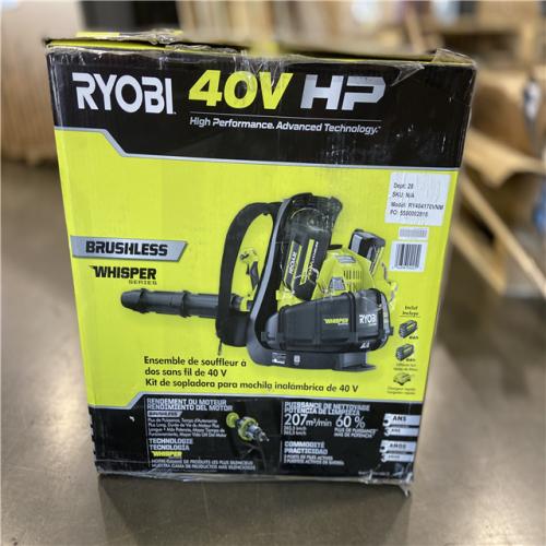 AS-IS - RYOBI 40V HP Brushless Whisper Series 165 MPH 730 CFM Cordless Battery Backpack Blower