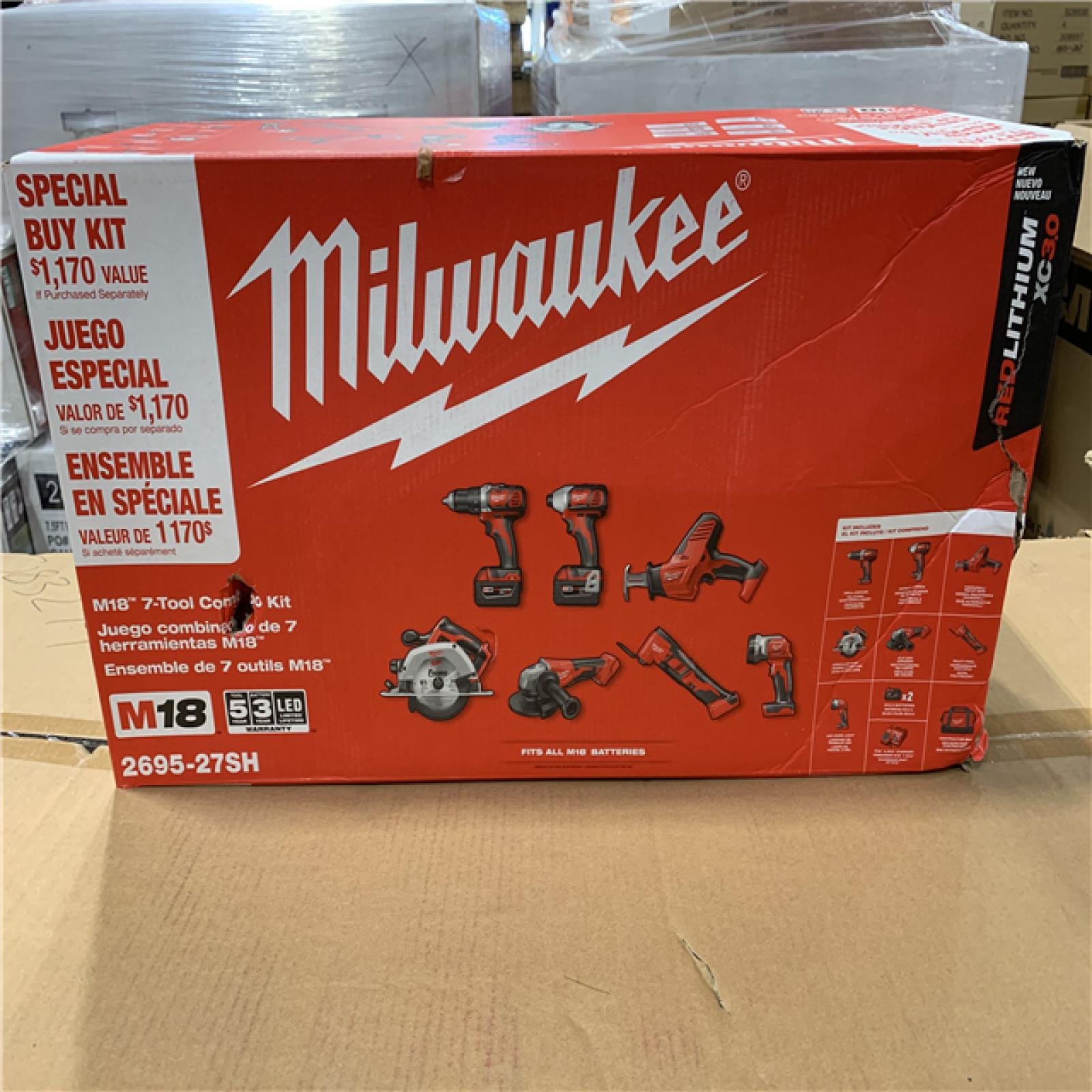 NEW! - Milwaukee M18 18-Volt Lithium-Ion Cordless Combo Kit 7-Tool with 2-Batteries  Charger and Tool Bag