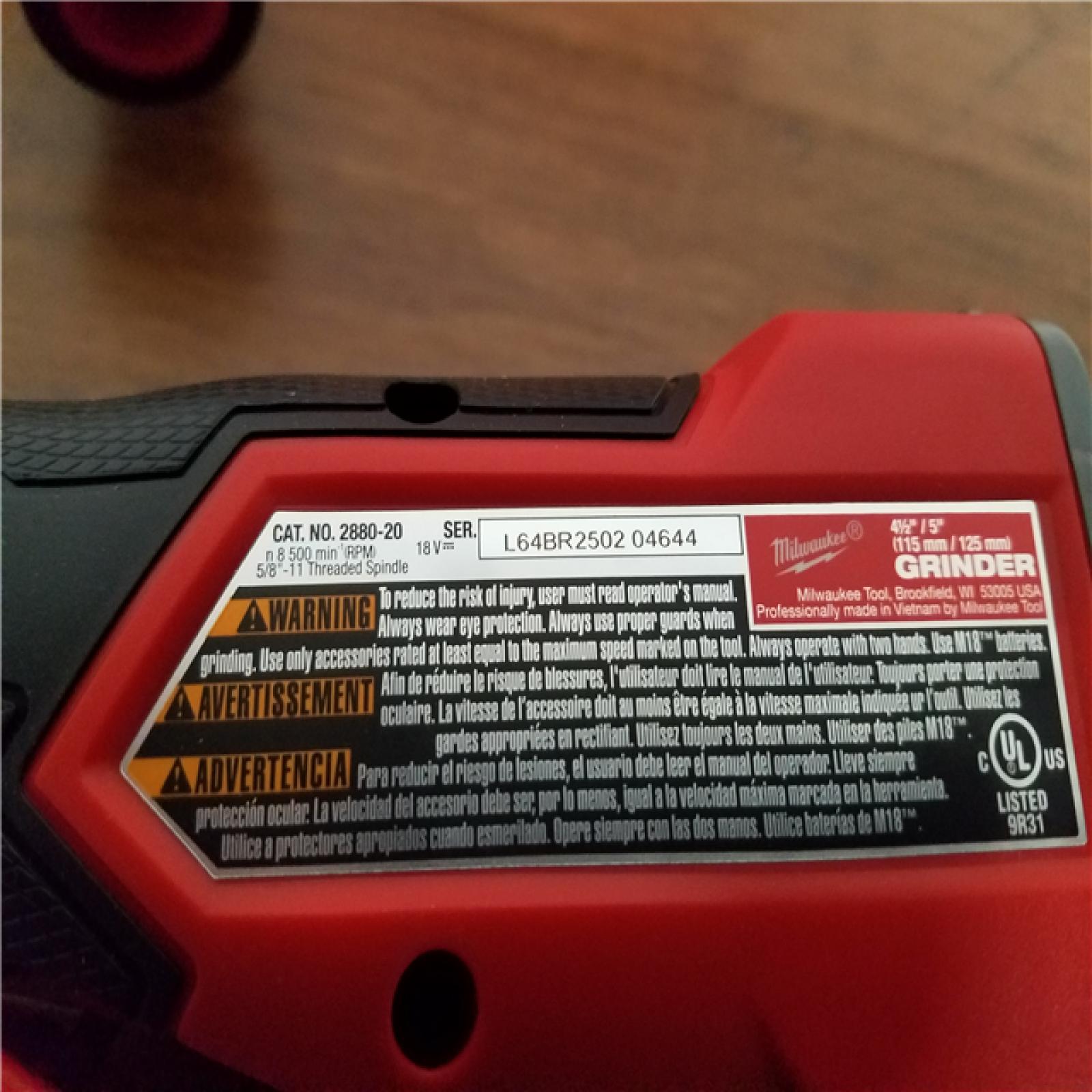 California NEW Milwaukee 4-1/2/5 Braking Grinder Paddle Switch  No-Lock (Tool Only)