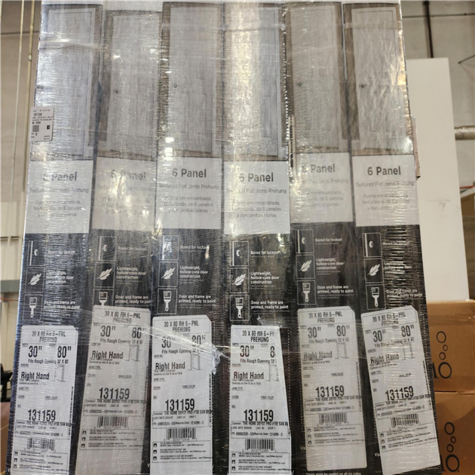 Phoenix NEW Masonite 30 in. x 80 in. 6-Panel Right-Hand Prehung Door Pallet of 6
