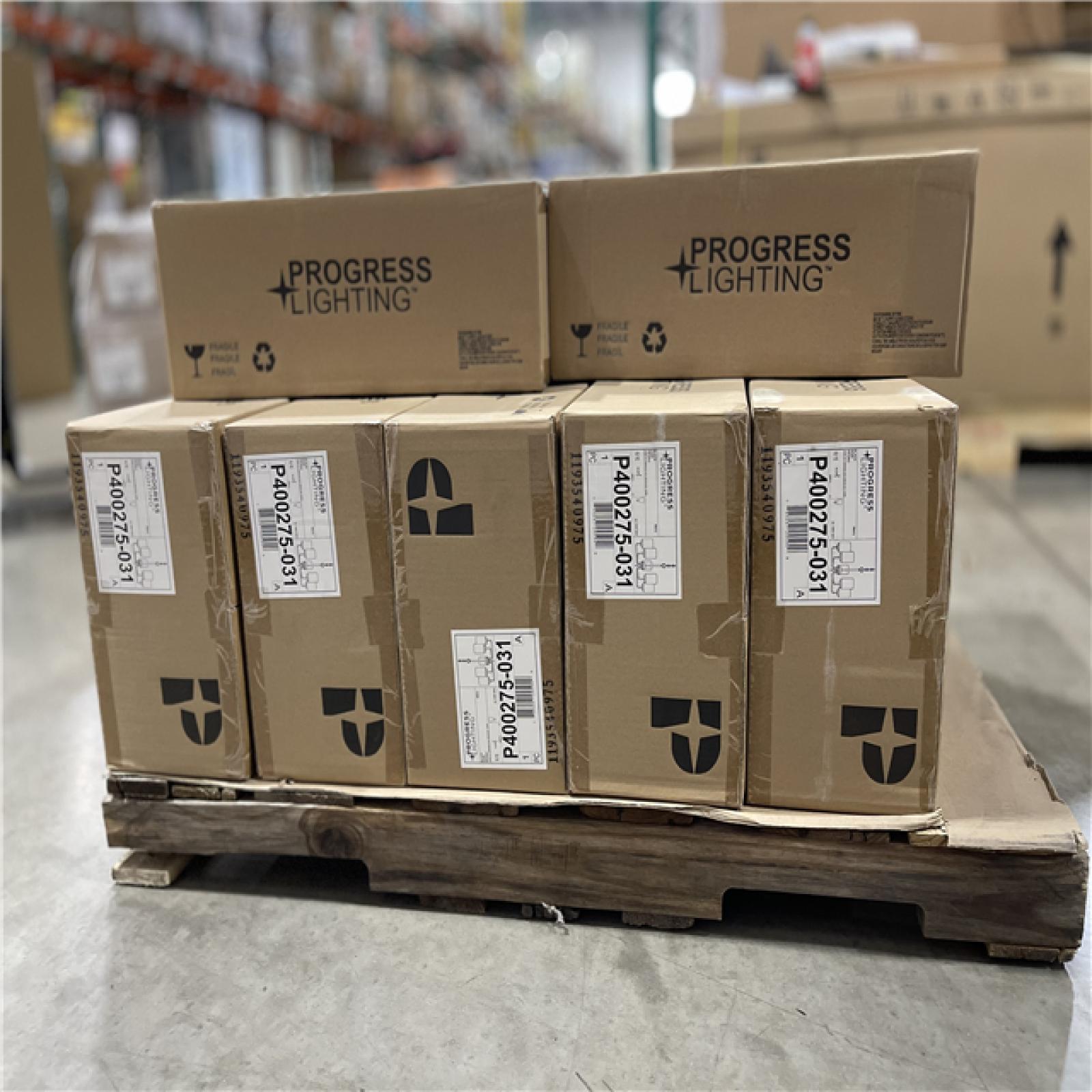 DALLAS LOCATION-Progress Lighting Merry 5-Light Matte Black Etched Glass Transitional Chandelier Light PALLET-(13 UNITS)