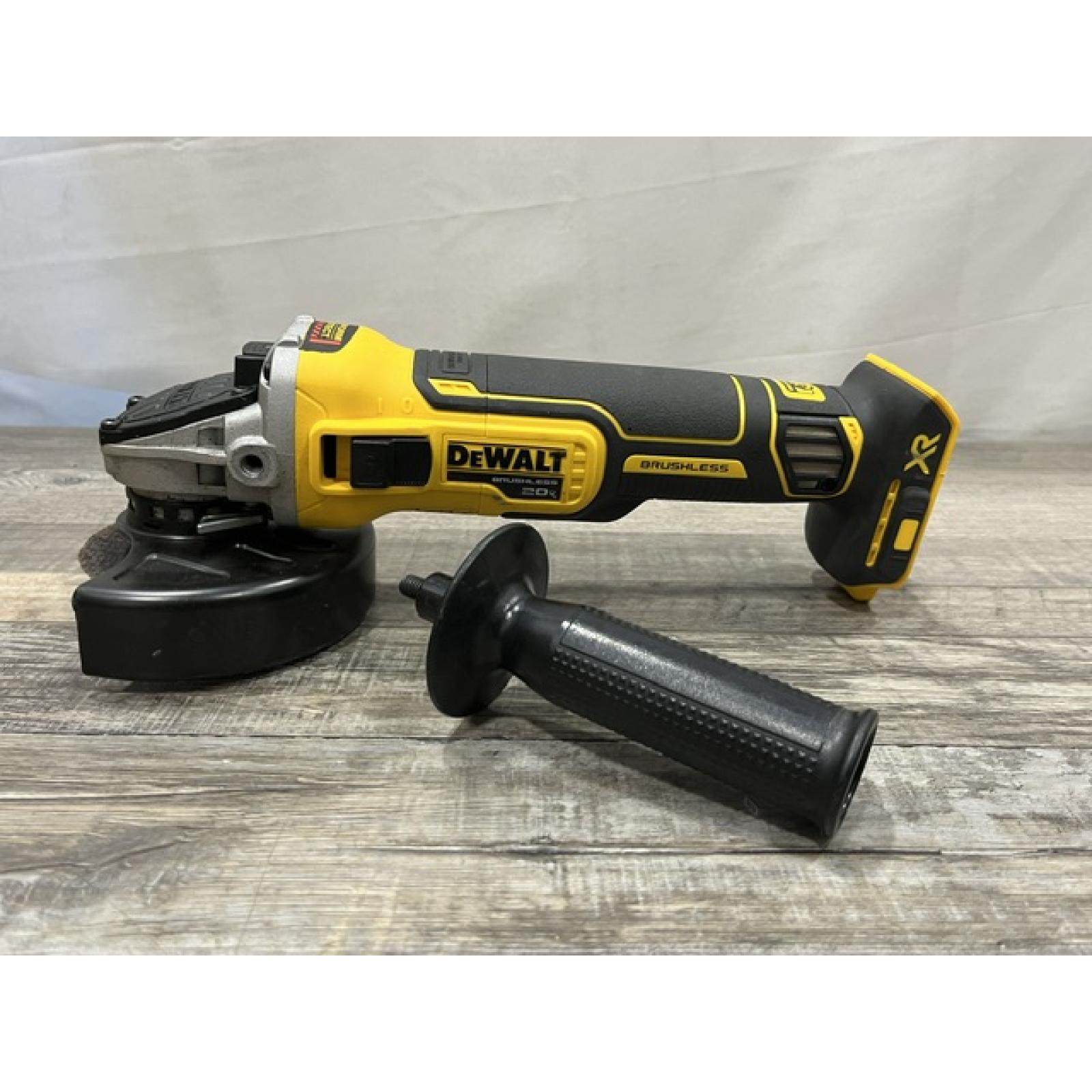 AS-IS DEWALT 20V MAX XR Cordless Brushless 4.5 in. Slide Switch Small Angle Grinder with Kickback Brake (Tool Only)