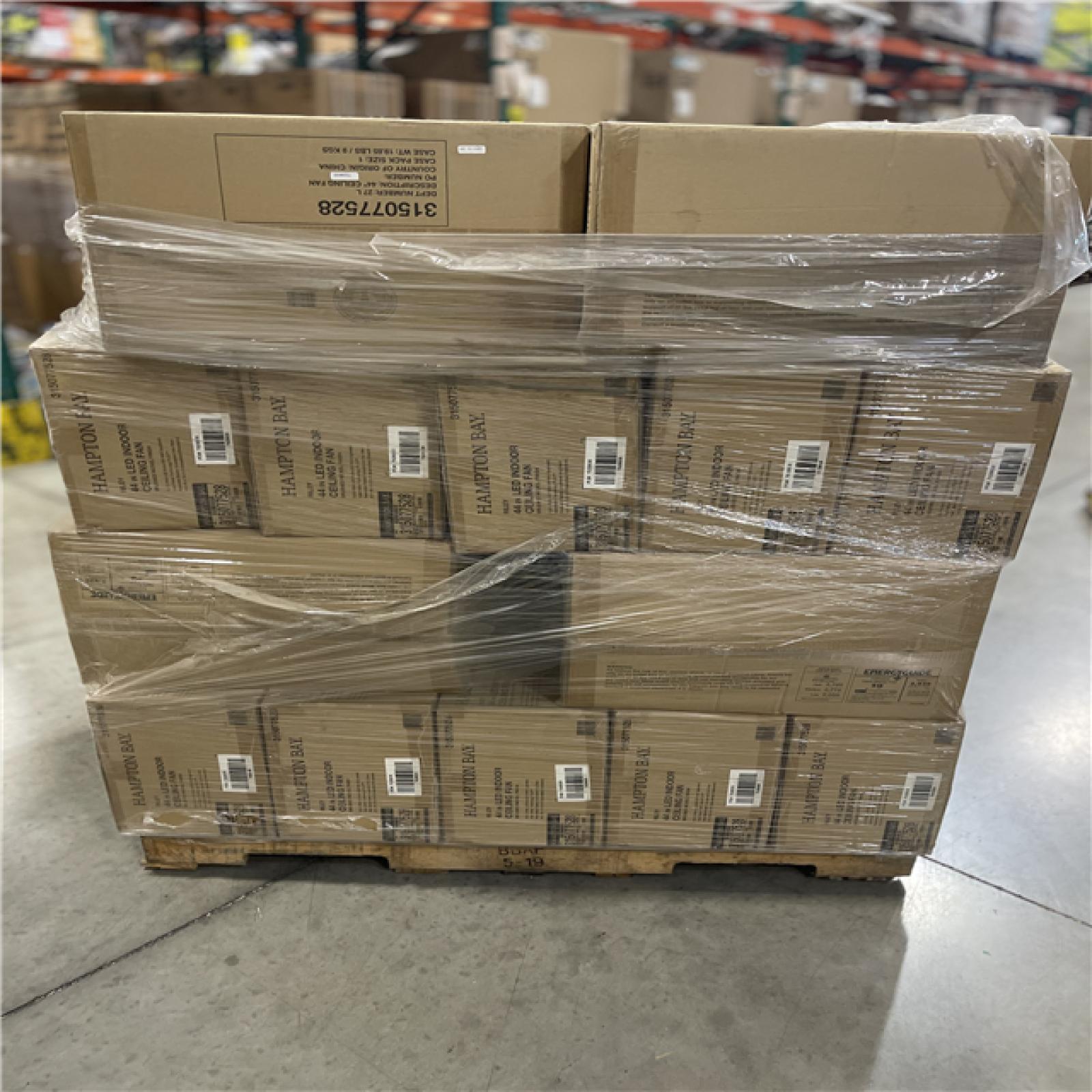 DALLAS LOCATION- DALLAS LOCATION- Hampton Bay Riley 44 in. LED Brushed Nickel Ceiling Fan with Light Kit PALLET -(36 UNITS)