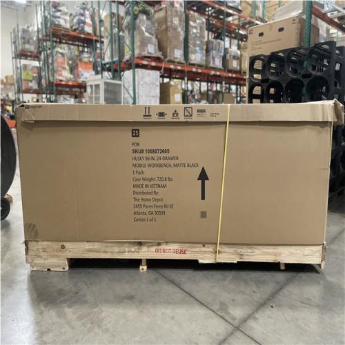 DALLAS LOCATION- AS-IS HUSKY 96 in. W x 24 in. D Matte Black Mobile Workbench Cabinet with Stainless Steel Top