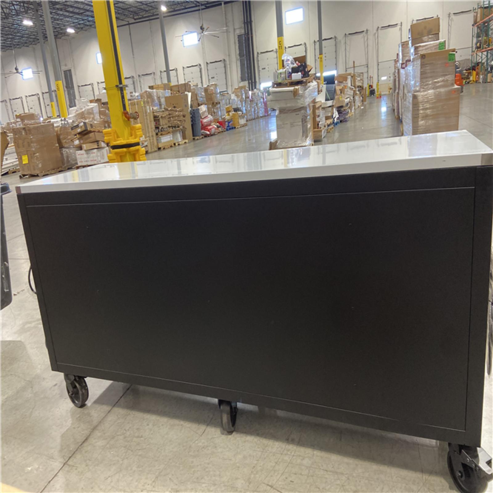 DALLAS LOCATION - Tool Storage 84 in. W x 24 in. D Heavy Duty Mobile Workbench Tool Chest with Stainless Steel Work Top in Matte Black