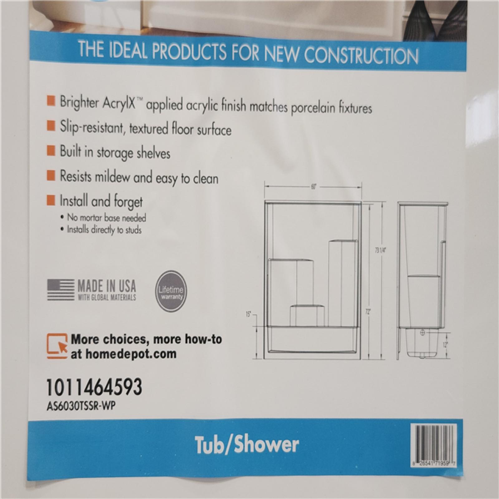Phoenix Aquatic Everyday Acrylx 60 in. x 30 in. x 72 in. Rectangular Tub Shower Combo Unit with Right Drain in White