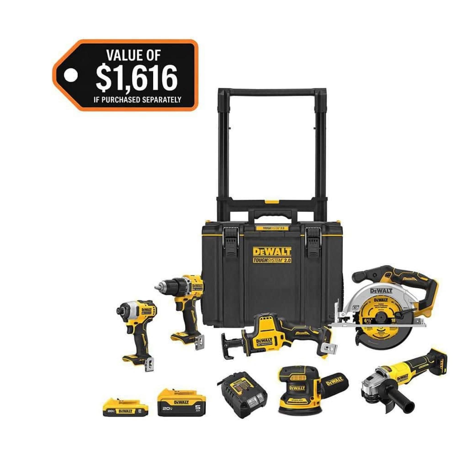 NEW -  DEWALT 20V Lithium-Ion Cordless 6-Tool Combo Kit with Rolling Toolbox
