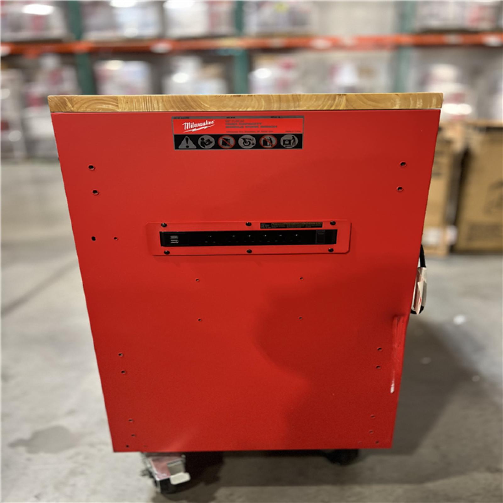 DALLAS LOCATION- AS-IS  Milwaukee Tool Storage 52 in. W x 22 in. D Heavy Duty Red Mobile Workbench Cabinet
