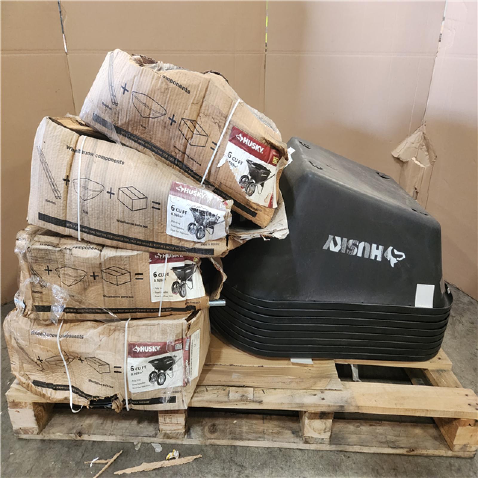 Phoenix Husky 6 cu. ft. Dual-Wheel  Poly Wheelbarrow with 8 in. Flat-Free Tires Pallet (8-Wheelbarrows)