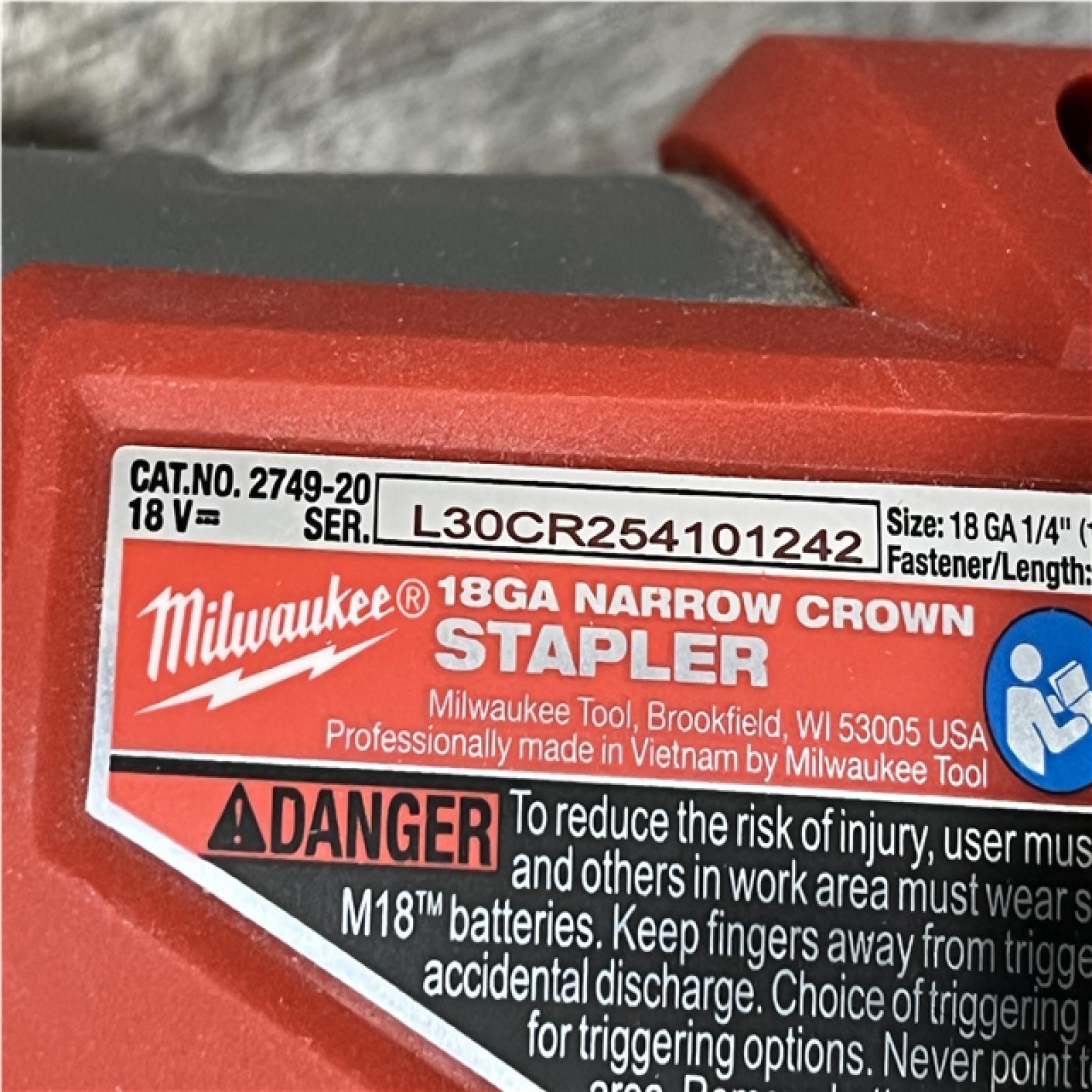 AS-IS Milwaukee FUEL 18-Volt Lithium-Ion Brushless Cordless 18-Gauge 1/4 in. Narrow Crown Stapler (Tool-Only)