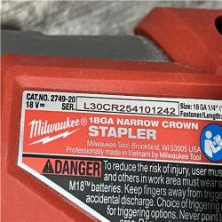 AS-IS Milwaukee FUEL 18-Volt Lithium-Ion Brushless Cordless 18-Gauge 1/4 in. Narrow Crown Stapler (Tool-Only)