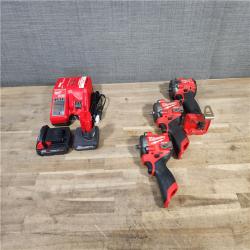 HOUSTON LOCATION - AS-IS MILWAUKEE 3 TOOL COMBO KIT W/ (2) BATTERY & CHARGER